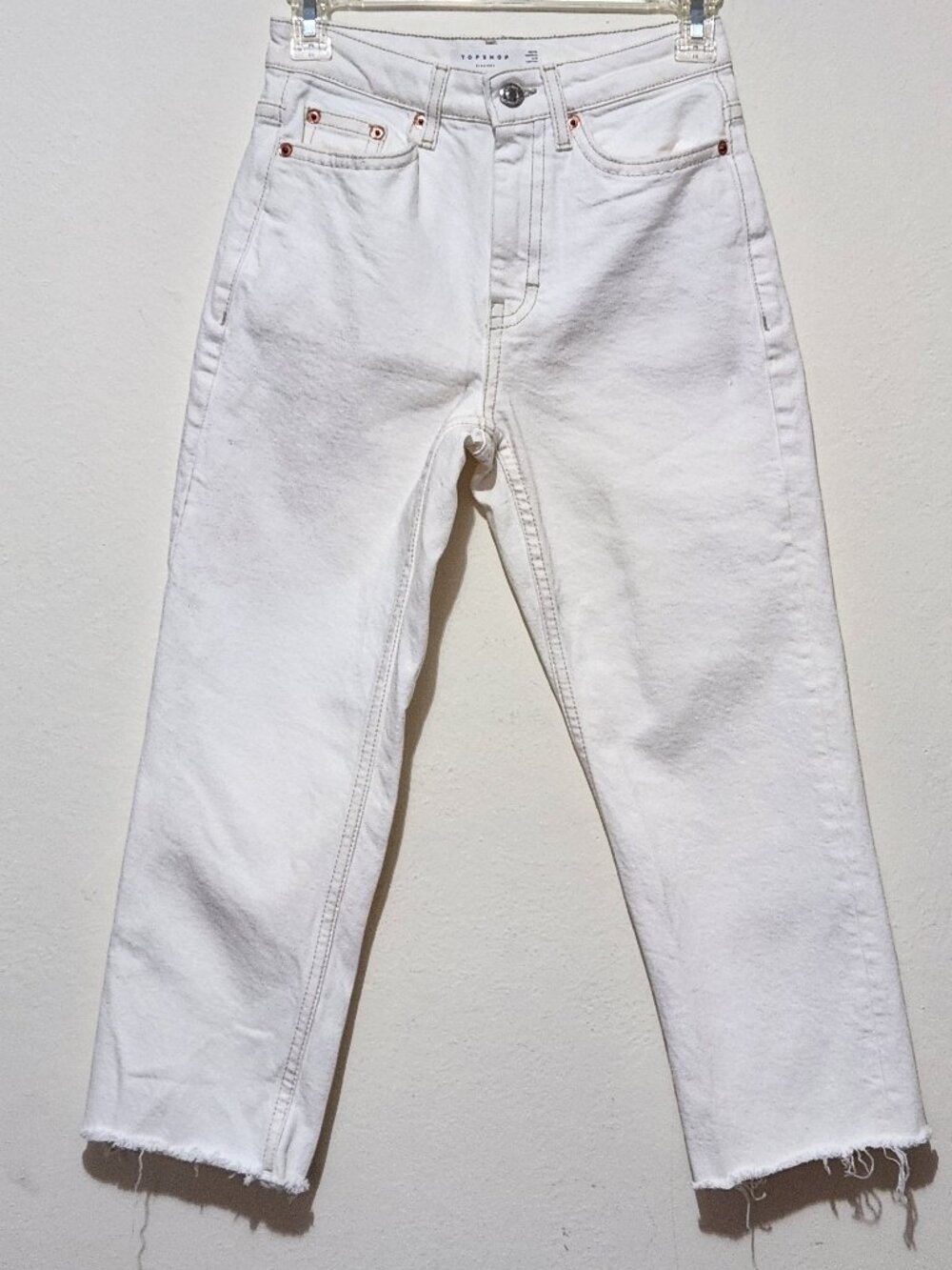 Topshop Raw Effortless Indie Sleaze Y2K 90s Grunge Ecru Streetwear Cropped Jeans
